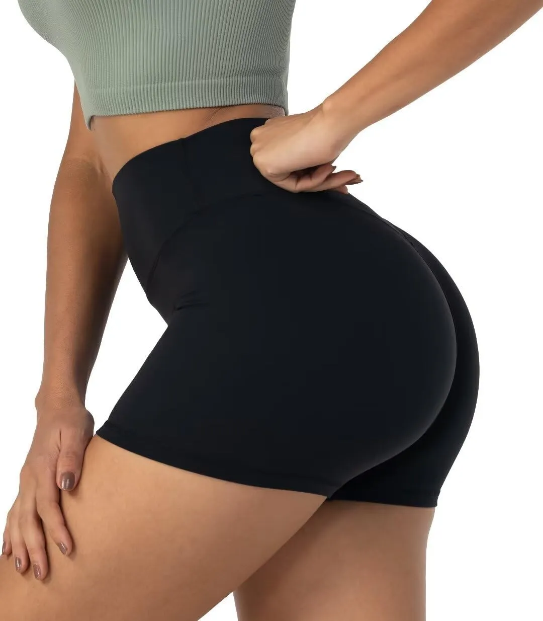 Sunzel Women's Invisible Butt Scrunch Shorts, High Waisted Biker Shorts, Gym Workout Yoga Running Shorts with Tummy Control