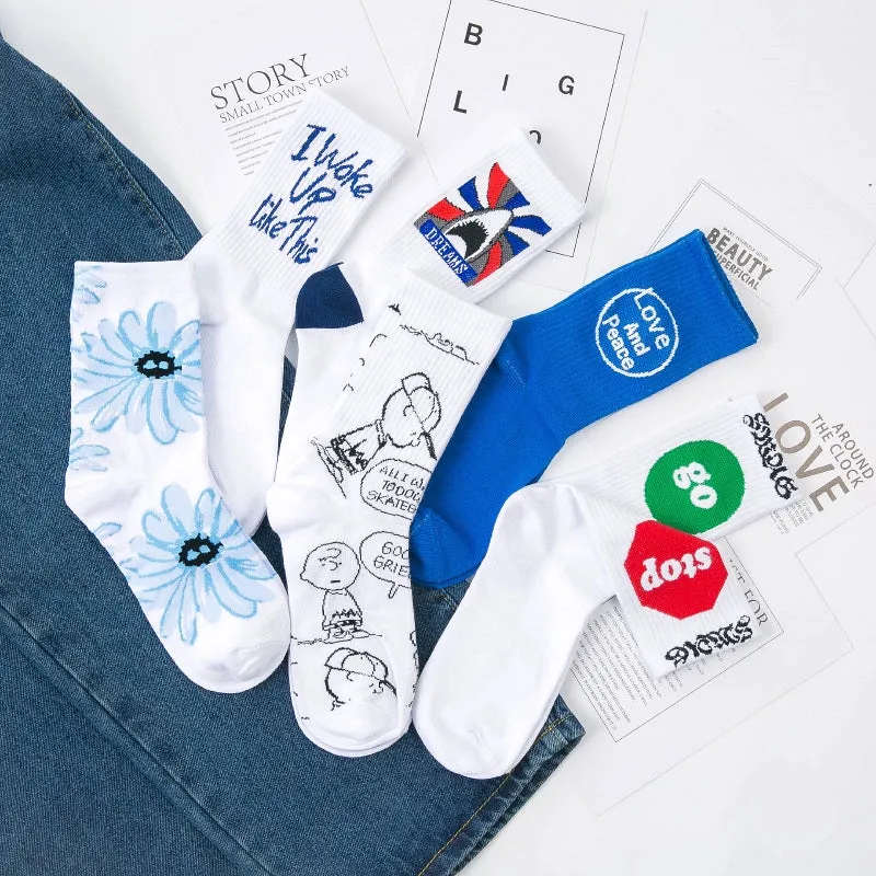 Trendy Mid-Barrel Cotton Socks
