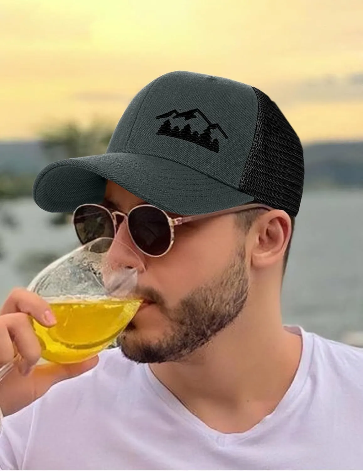 Trucker Hats for Men - Baseball Cap Adjustable Snapback Breathable Classics Mesh Back Cap Multicolor XL