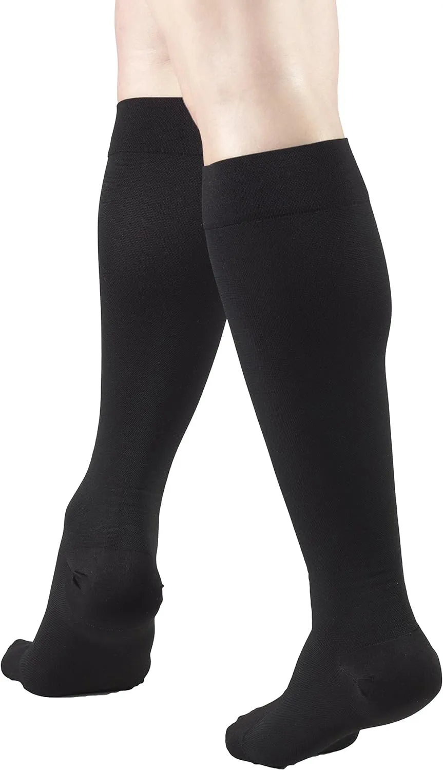 Truform 15-20 mmHg Compression Stockings for Men and Women, Knee High Length, Closed Toe