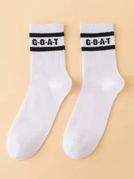 Typography Goat Crew Socks Silly Socks for Men Funky Socks Funny Socks Novelty