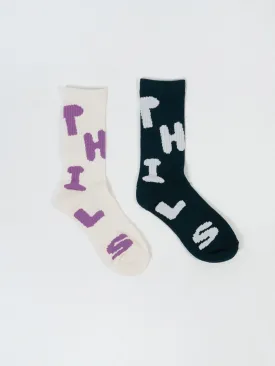 Vibrations 2 Pack Socks - Heritage White-Deep Emerald
