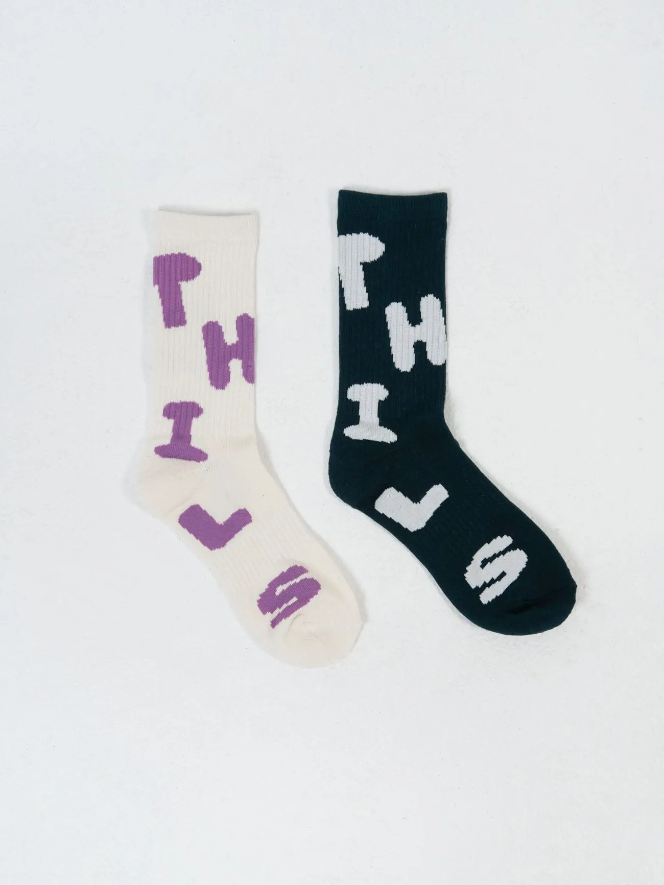 Vibrations 2 Pack Socks - Heritage White-Deep Emerald