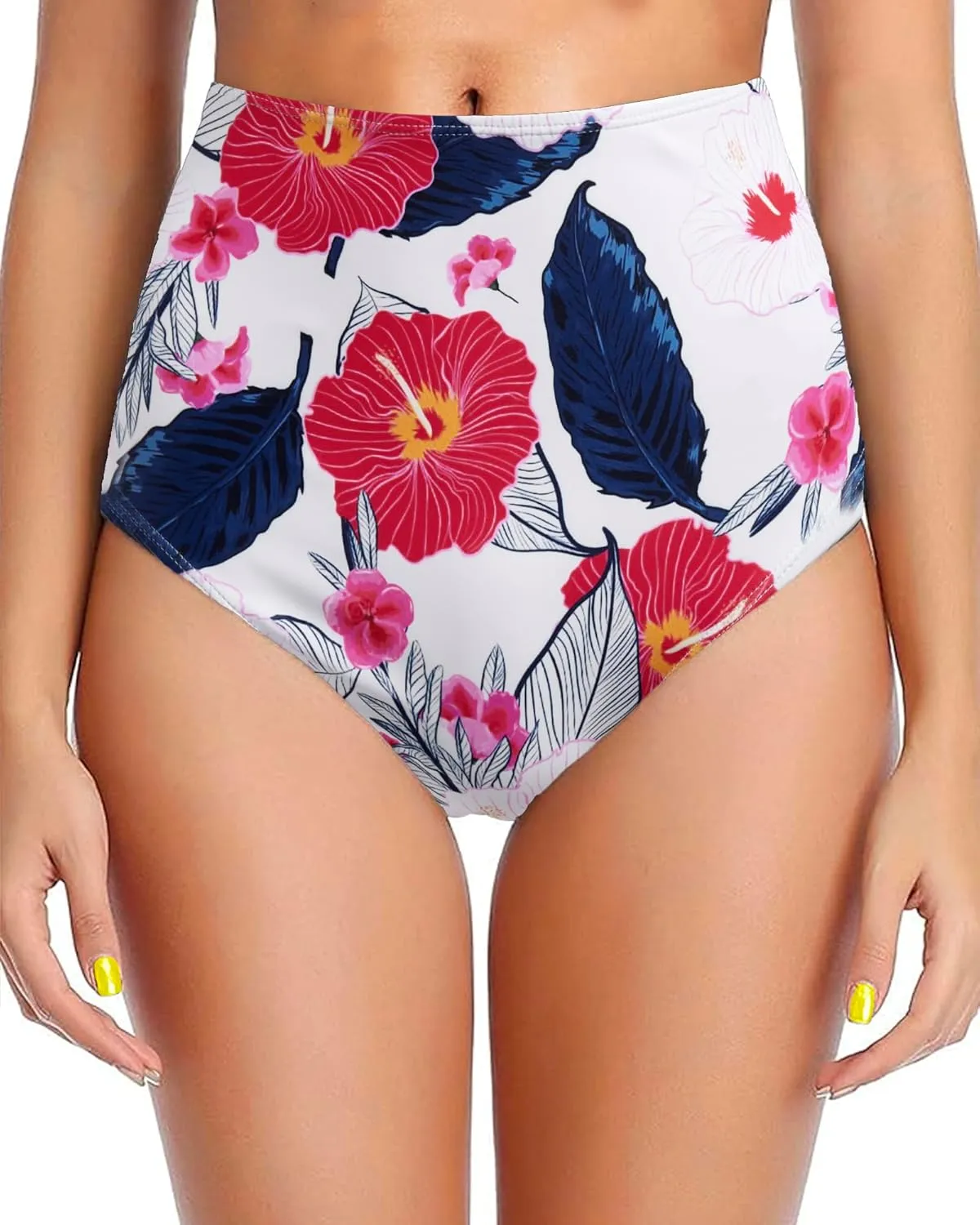 Women's Black High Waisted Bikini Bottom Full Coverage Bathing Suit Swim Bottoms Tummy Control Swimsuit Shorts