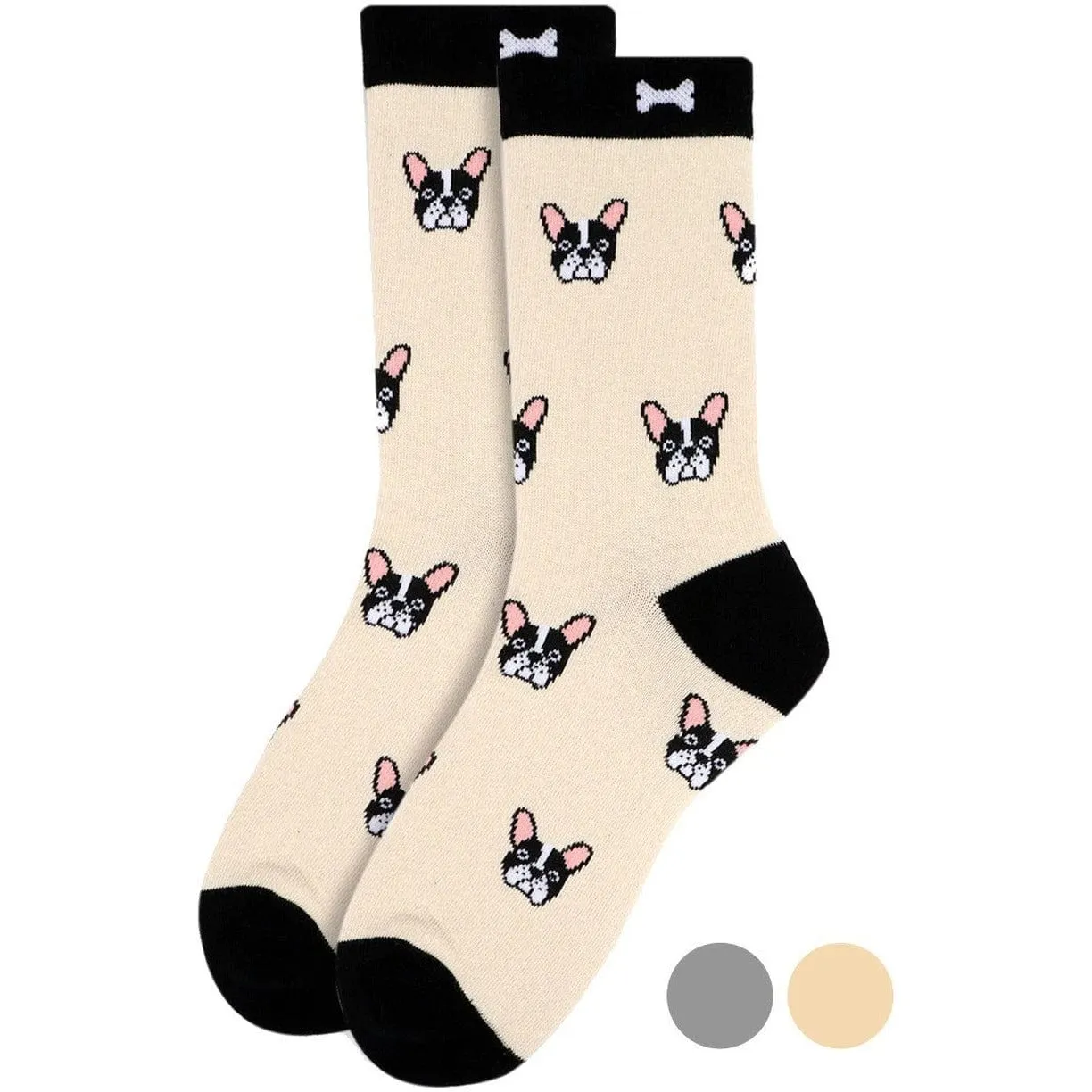 Women's Fun Pug & Boston Terrier Dog Crew Socks *