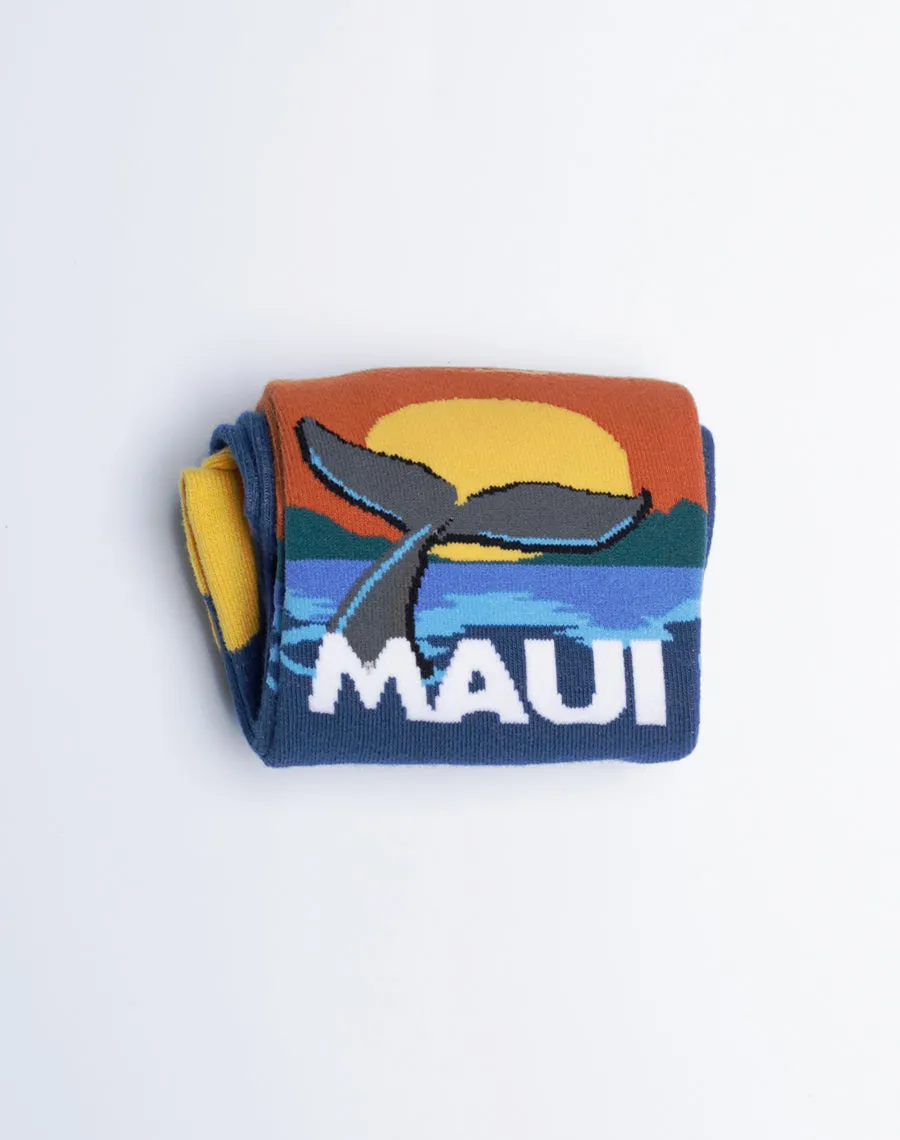 Women's Maui Sunset Whale Fluke Crew Socks