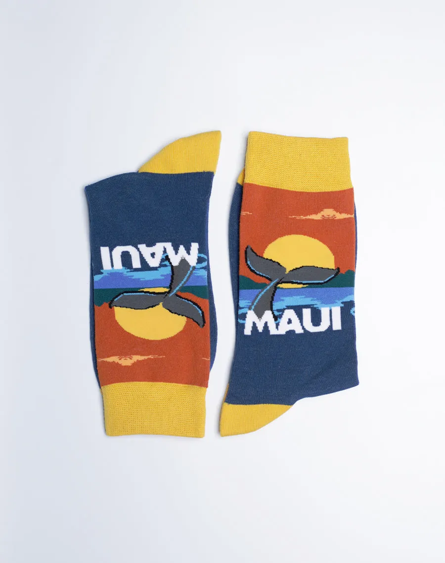 Women's Maui Sunset Whale Fluke Crew Socks