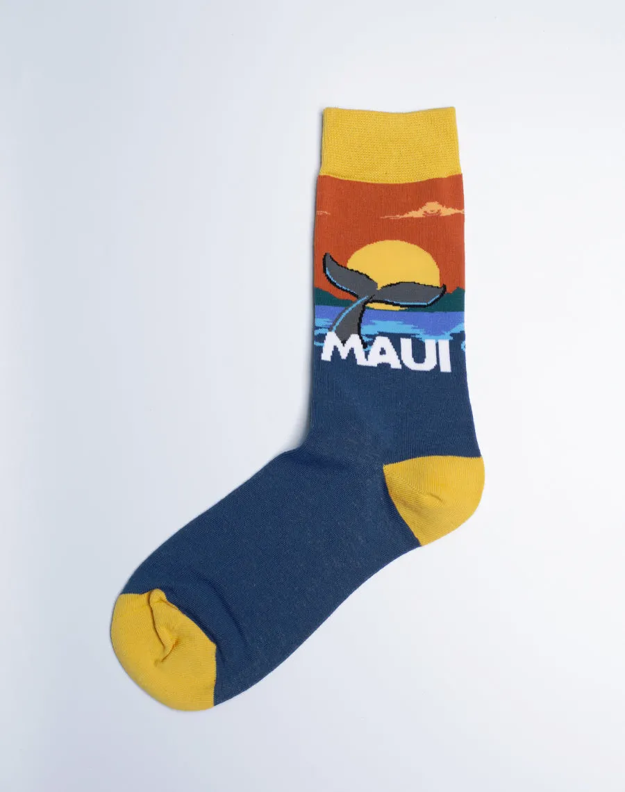 Women's Maui Sunset Whale Fluke Crew Socks