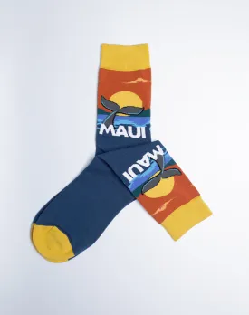 Women's Maui Sunset Whale Fluke Crew Socks