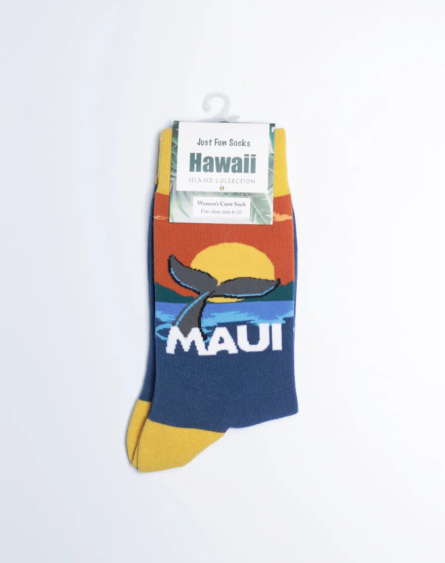 Women's Maui Sunset Whale Fluke Crew Socks