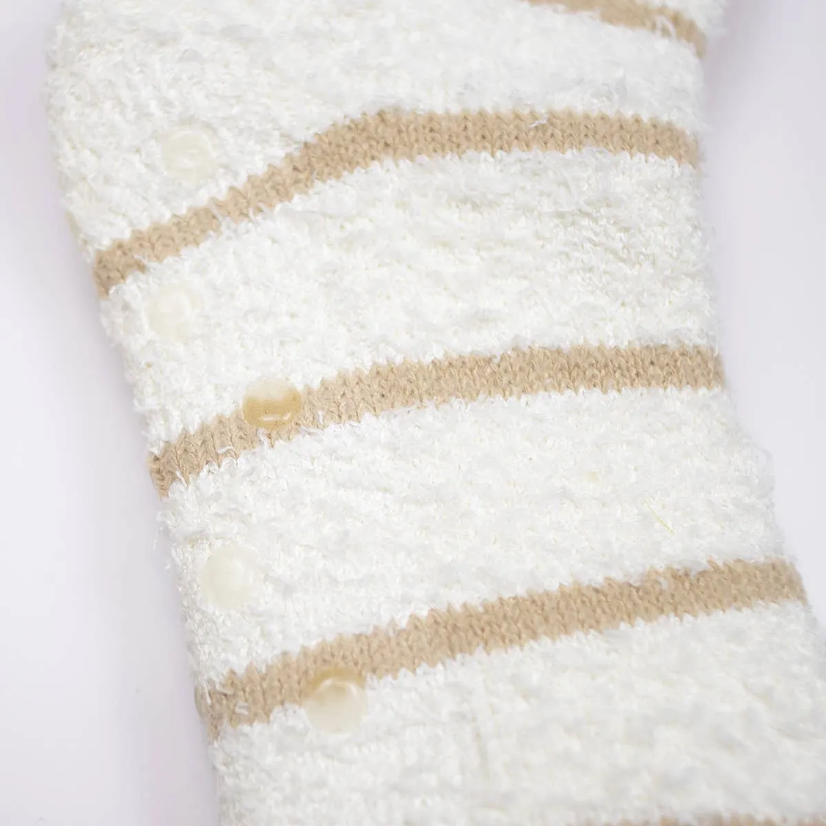 Women's Stripe Snuggle Socks-Off White/Cream