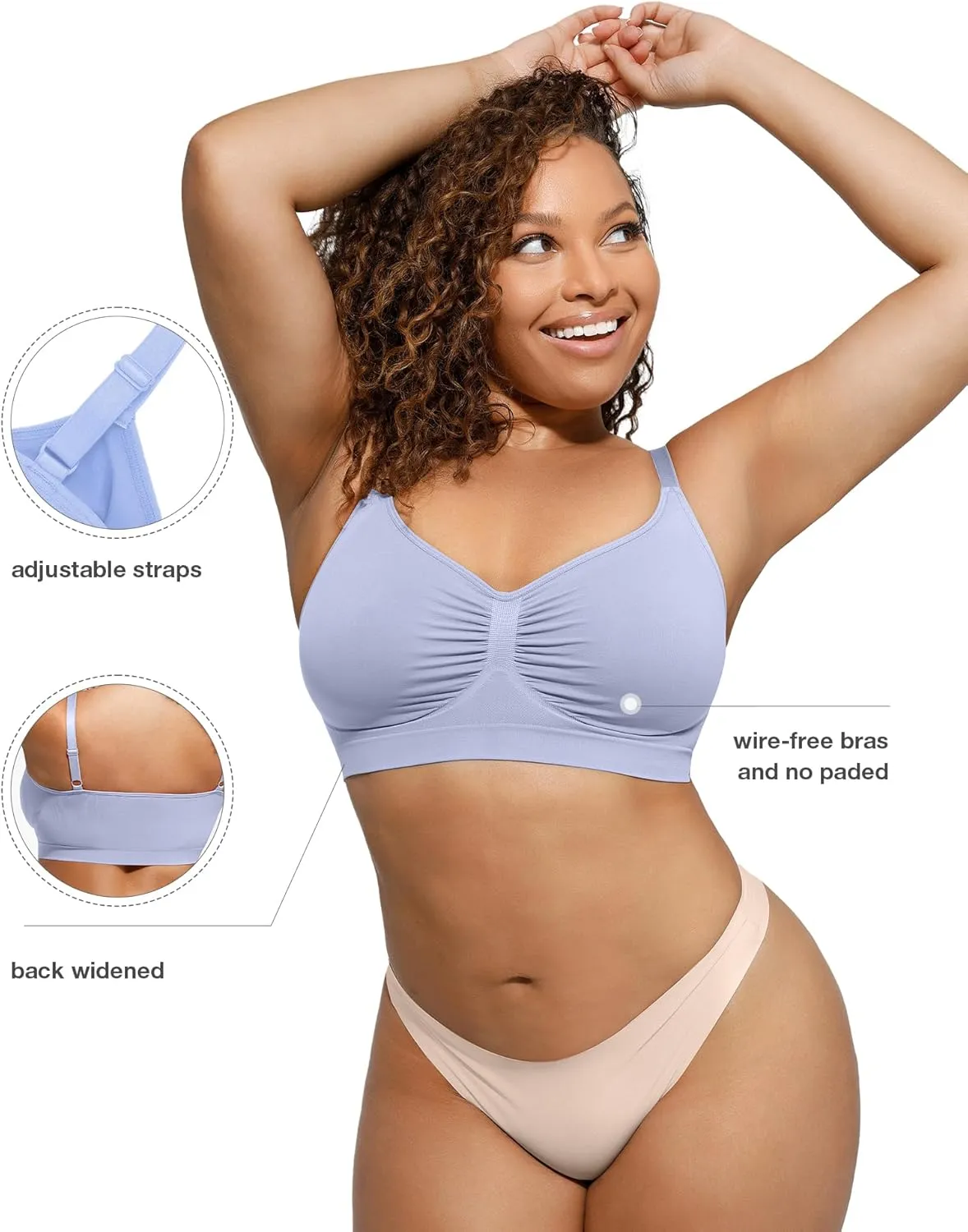 Women's Wireless Seamless Bras No Underwire Stretch Adjustable Bralettes Comfortable Soft Everyday Bra