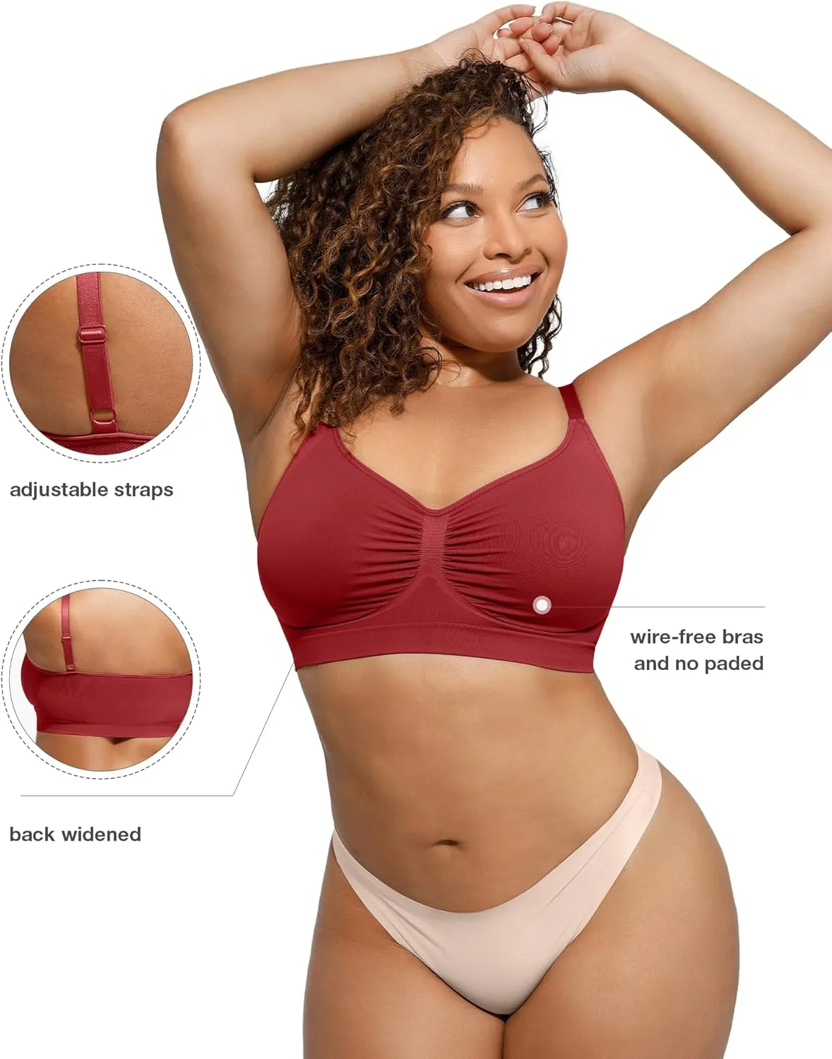 Women's Wireless Seamless Bras No Underwire Stretch Adjustable Bralettes Comfortable Soft Everyday Bra