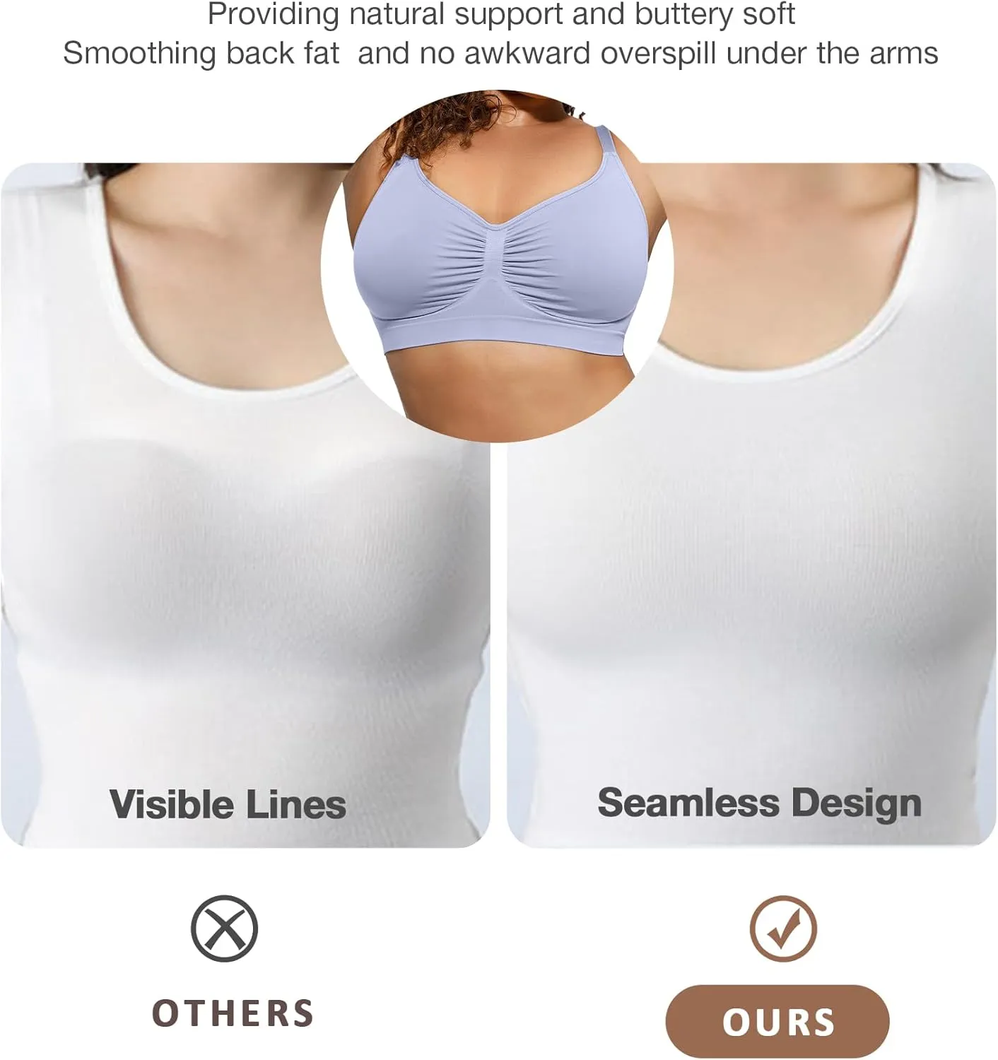 Women's Wireless Seamless Bras No Underwire Stretch Adjustable Bralettes Comfortable Soft Everyday Bra